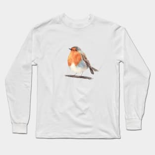 Cute robin bird painting Long Sleeve T-Shirt